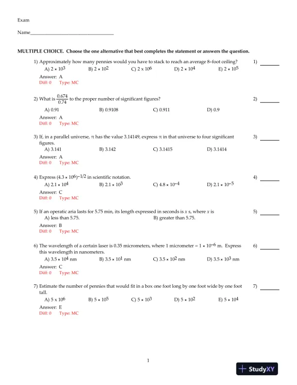 Physics: Principles With Applications, 7th Edition Test Bank - Page 1 preview image