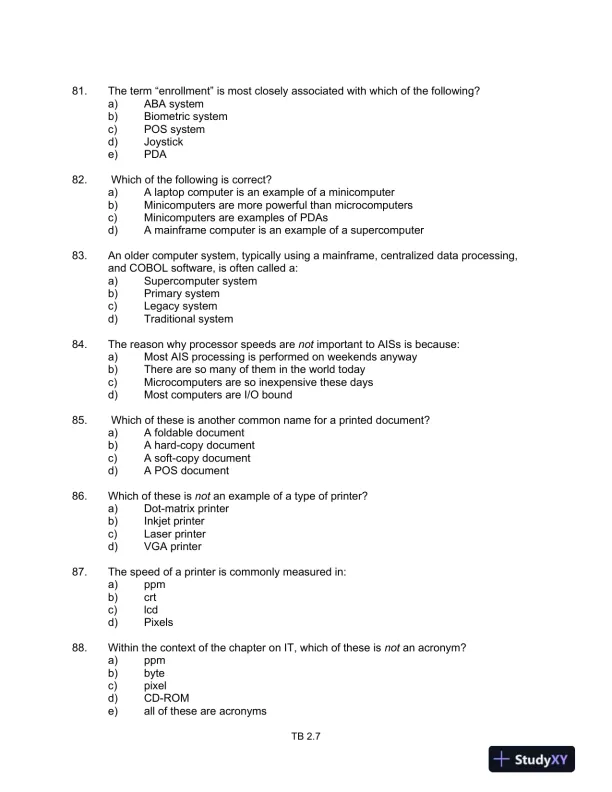 Test Bank For Core Concepts Of Accounting Information Systems, 12th Edition - Page 8 preview image