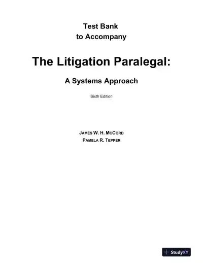 Test Bank for The Litigation Paralegal: A Systems Approach , 6th Edition - Page 1 preview image