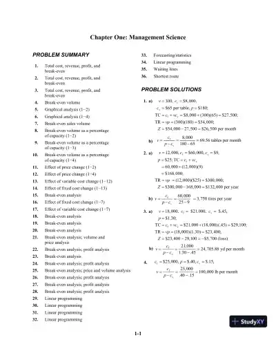 Solution Manual For Introduction To Management Science, 11th Edition - Page 1 preview image