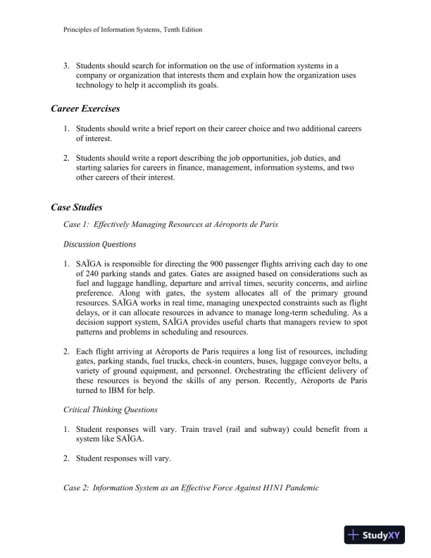 Principles Of Information Systems, 10th Edition Solution Manual - Page 8 preview image