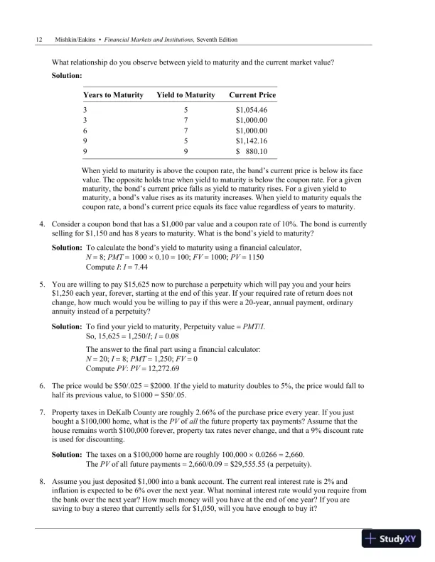 Financial Markets and Institutions, 7th Edition Solution Manual - Page 14 preview image