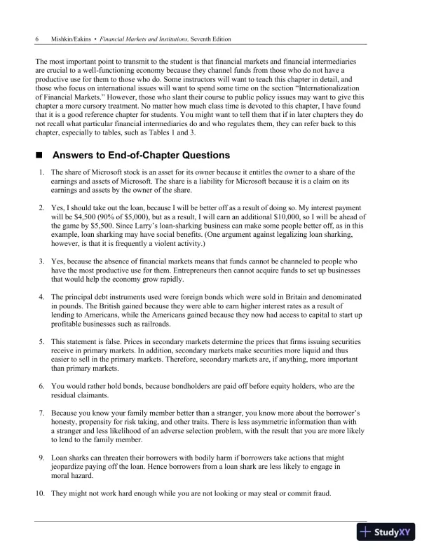 Financial Markets and Institutions, 7th Edition Solution Manual - Page 7 preview image