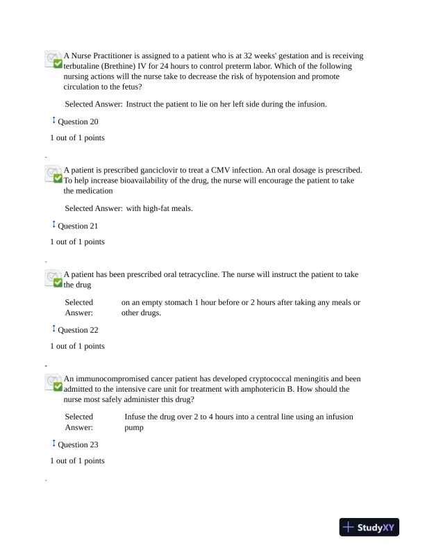 2021 NURS6521 Walden University Pharmacology Final Exam Version 1 With Answers (101 Solved Questions) - Page 7 preview image