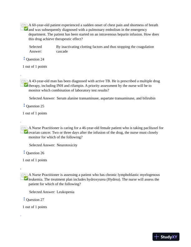 2021 NURS6521 Walden University Pharmacology Final Exam Version 1 With Answers (101 Solved Questions) - Page 8 preview image