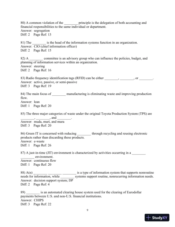 Test Bank For Accounting Information Systems, 10th Edition - Page 10 preview image