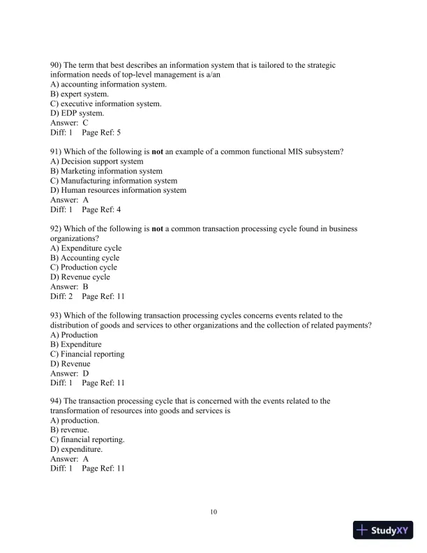 Test Bank For Accounting Information Systems, 10th Edition - Page 11 preview image