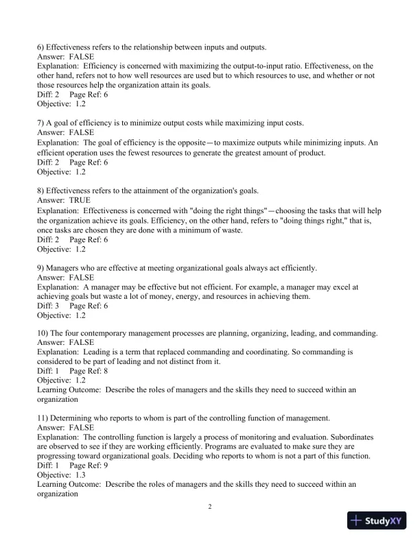 Test Bank For Fundamentals Of Management: Essential Concepts And Applications, 8th Edition - Page 3 preview image