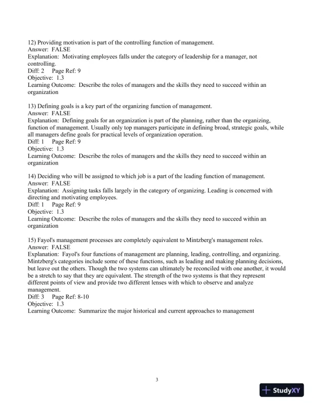 Test Bank For Fundamentals Of Management: Essential Concepts And Applications, 8th Edition - Page 4 preview image