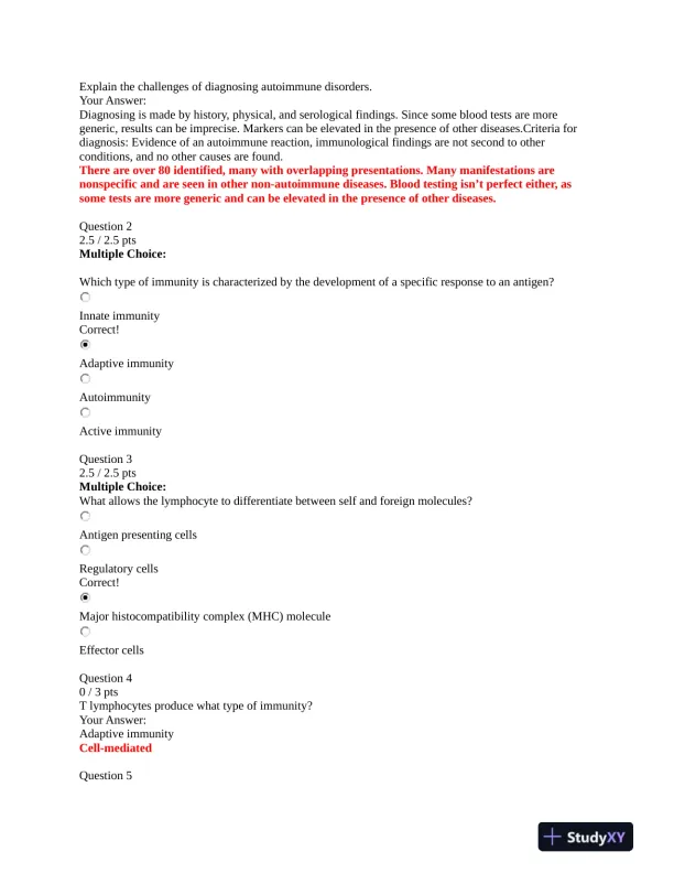 NURS231 Portage Learning Pathophysiology Module Exam 3 With Answers (27 Solved Questions) - Page 3 preview image