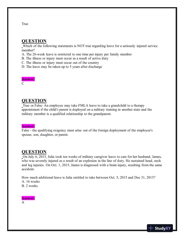 2024-2025 CLMS Human Resource Management Practice Exam With Answers (65 Solved Questions) - Page 5 preview image