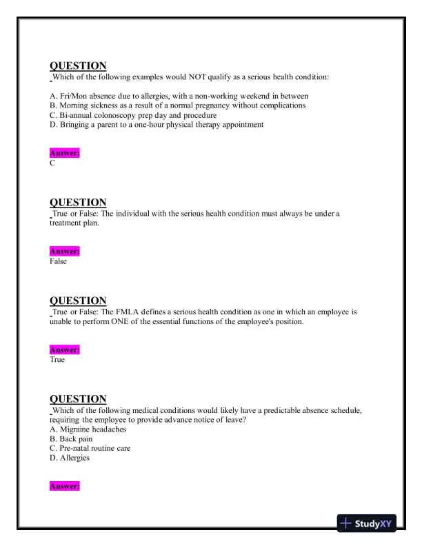 2024-2025 CLMS Human Resource Management Practice Exam With Answers (65 Solved Questions) - Page 6 preview image