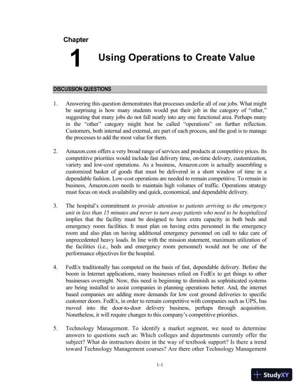 Solution Manual For Operations Management: Processes and Supply Chains, 11th Edition - Page 1 preview image