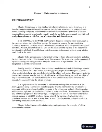 Investments, Binder Ready Version: Analysis and Management, 13th Edition Solution Manual - Page 1 preview image