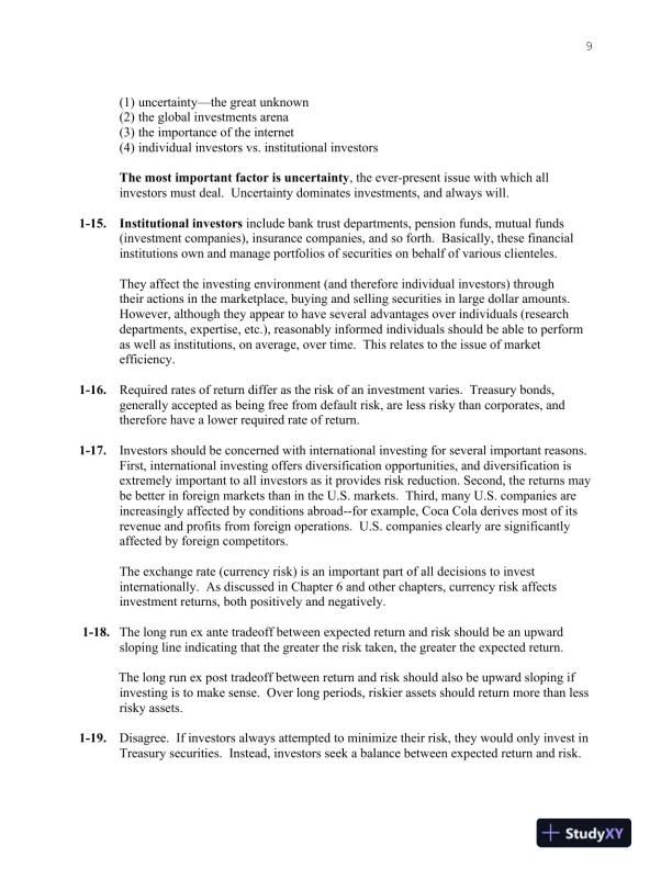 Investments, Binder Ready Version: Analysis and Management, 13th Edition Solution Manual - Page 10 preview image