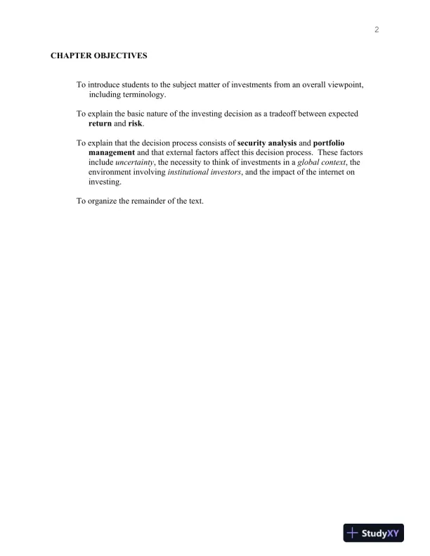 Investments, Binder Ready Version: Analysis and Management, 13th Edition Solution Manual - Page 3 preview image