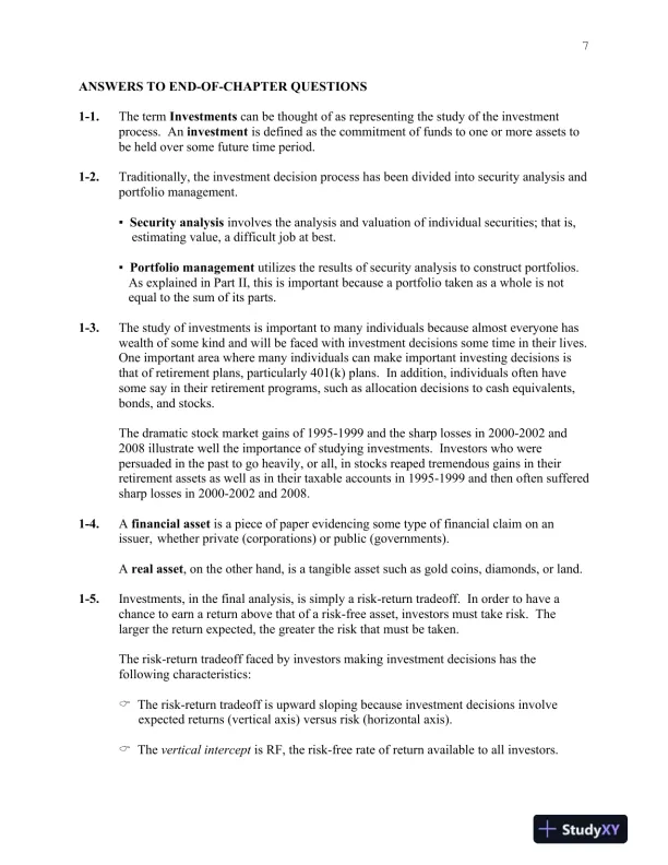Investments, Binder Ready Version: Analysis and Management, 13th Edition Solution Manual - Page 8 preview image
