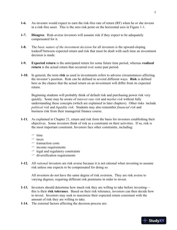 Investments, Binder Ready Version: Analysis and Management, 13th Edition Solution Manual - Page 9 preview image