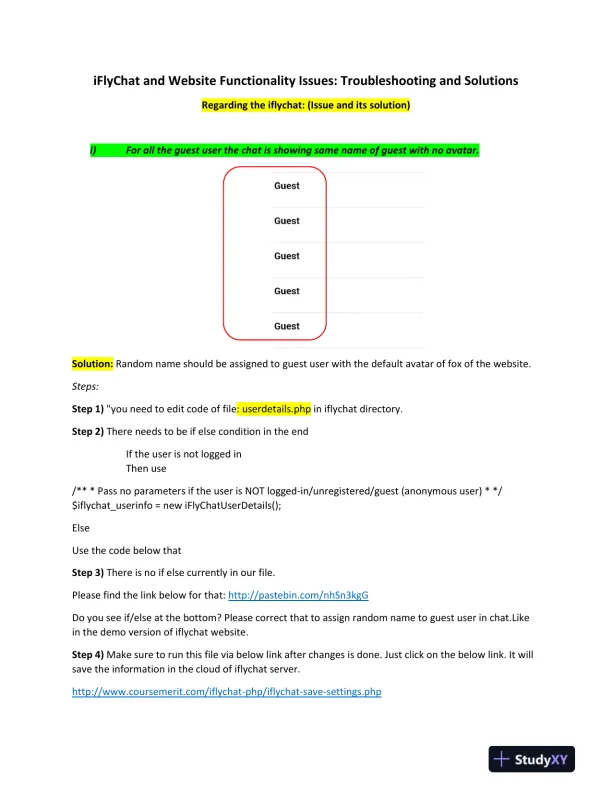 iFlyChat and Website Functionality Issues: Troubleshooting and Solutions - Page 1 preview image