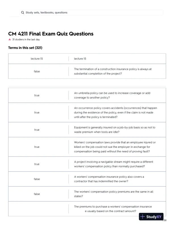2022 CM421 Final Practice Exam With Answers (312 Solved Questions) - Page 1 preview image