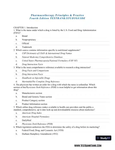 Advanced Health Assessment and Diagnostic Reasoning, 3rd Edition Test Bank - Page 1 preview image