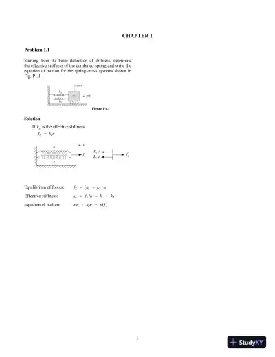 Dynamics of Structures, 5th Edition Solution Manual - Page 1 preview image