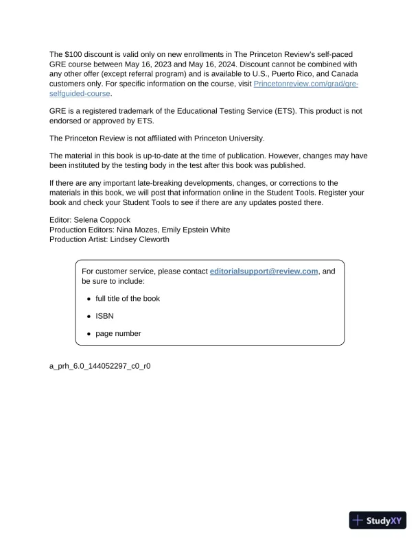 Princeton Review GRE Premium Prep, 2024: 7 Practice Tests + Review and Techniques (2023) - Page 5 preview image
