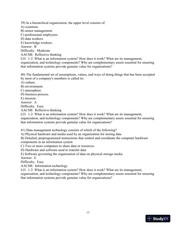 Test Bank For Management Information Systems: Managing the Digital Firm, 16th Edition - Page 14 preview image