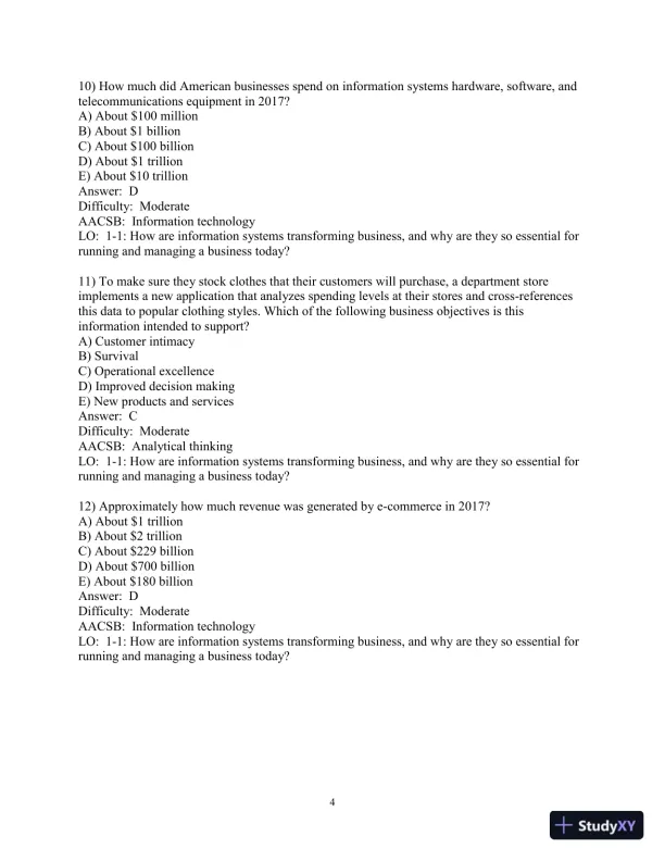 Test Bank For Management Information Systems: Managing the Digital Firm, 16th Edition - Page 5 preview image