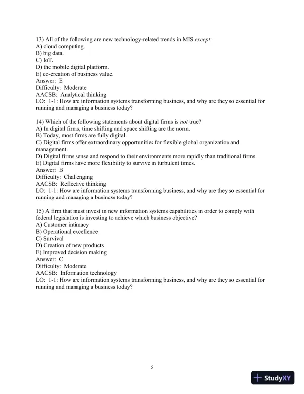 Test Bank For Management Information Systems: Managing the Digital Firm, 16th Edition - Page 6 preview image