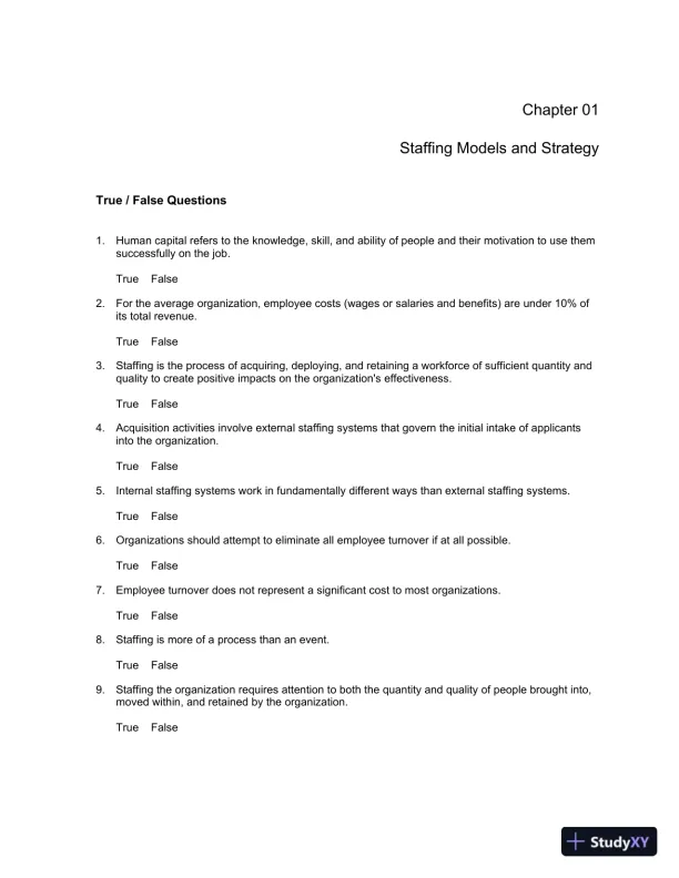 Staffing Organizations 7th Edition Test Bank - Page 1 preview image