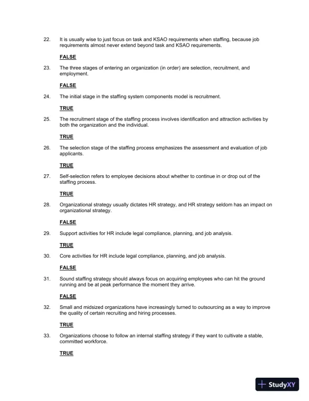 Staffing Organizations 7th Edition Test Bank - Page 13 preview image