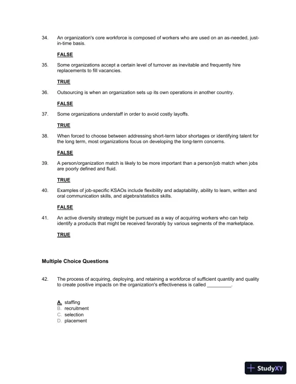 Staffing Organizations 7th Edition Test Bank - Page 14 preview image