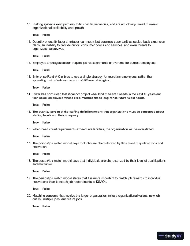Staffing Organizations 7th Edition Test Bank - Page 3 preview image