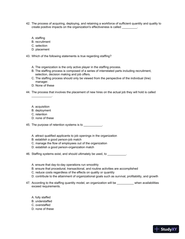Staffing Organizations 7th Edition Test Bank - Page 6 preview image