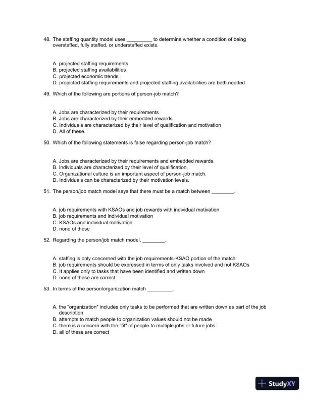 Staffing Organizations 7th Edition Test Bank - Page 7 preview image