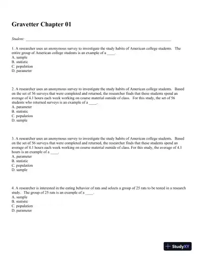 Statistics for the Behavioral Sciences, 9th Edition Test Bank - Page 1 preview image