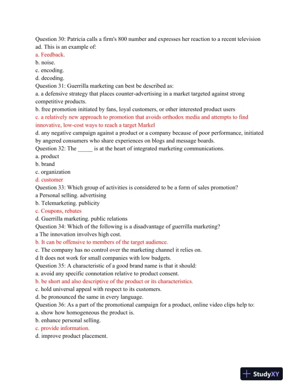 Seaport BUS C150 Final Exam - Page 6 preview image