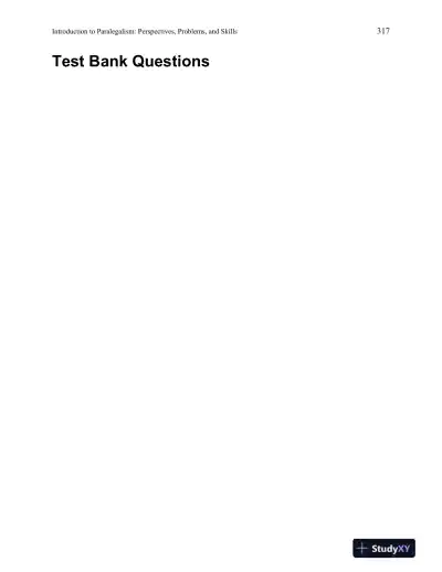 Test Bank for Introduction to Paralegalism: Perspectives, Problems and Skills, 8th Edition - Page 1 preview image