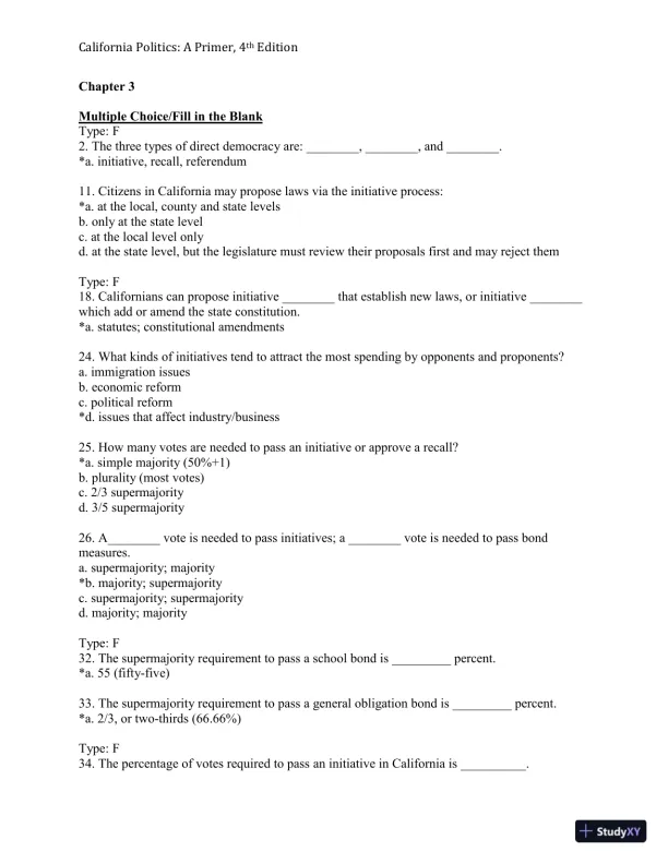 California Politics: A Primer, 4th Edition Test Bank - Page 21 preview image