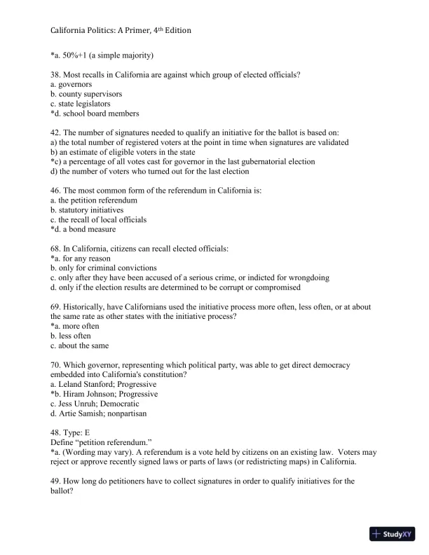 California Politics: A Primer, 4th Edition Test Bank - Page 22 preview image