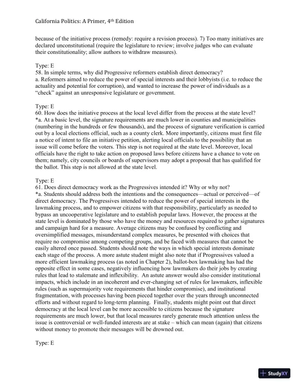 California Politics: A Primer, 4th Edition Test Bank - Page 27 preview image