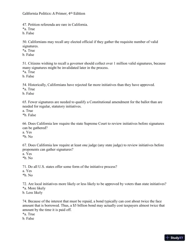 California Politics: A Primer, 4th Edition Test Bank - Page 31 preview image