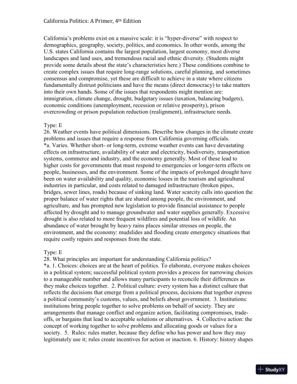 California Politics: A Primer, 4th Edition Test Bank - Page 5 preview image