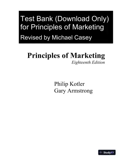 Test Bank for Principles of Marketing, 18th Edition - Page 1 preview image