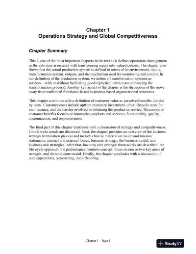 Operations and Supply Chain Management for MBAs, 6th Edition Solution Manual - Page 1 preview image