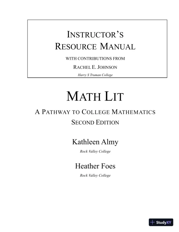 Solution Manual for Math Lit, 2nd Edition - Page 1 preview image