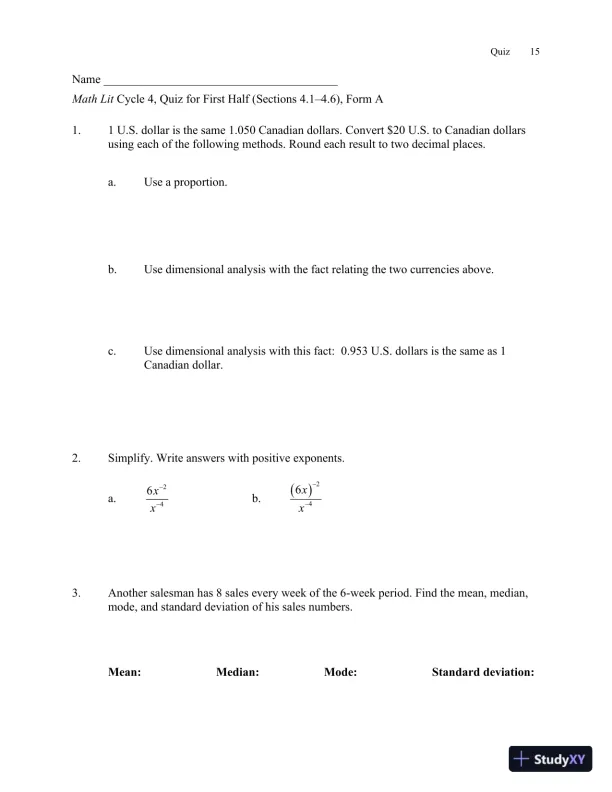 Solution Manual for Math Lit, 2nd Edition - Page 19 preview image