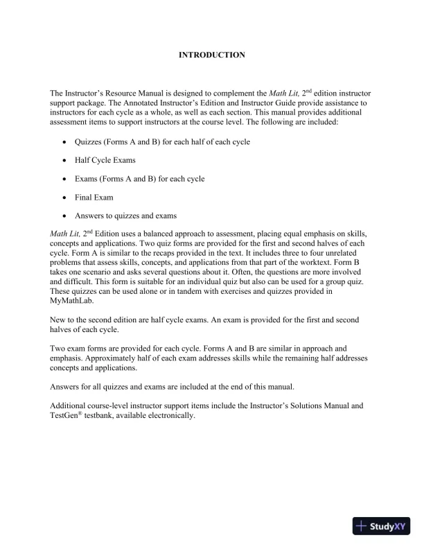 Solution Manual for Math Lit, 2nd Edition - Page 4 preview image