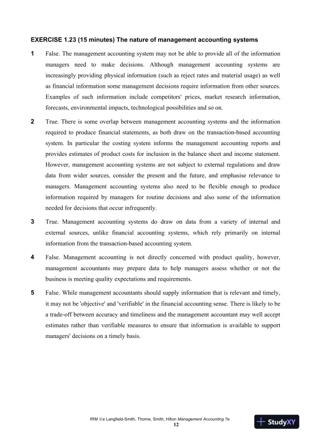 Management Accounting, 7th Edition Solution Manual - Page 13 preview image
